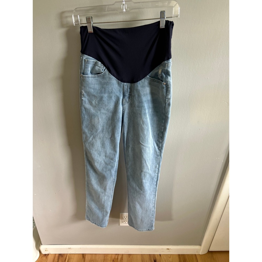 PinkBlush Maternity Light Wash Straight Leg Over the Belly Jeans Blue Size 26 - Picture 2 of 4